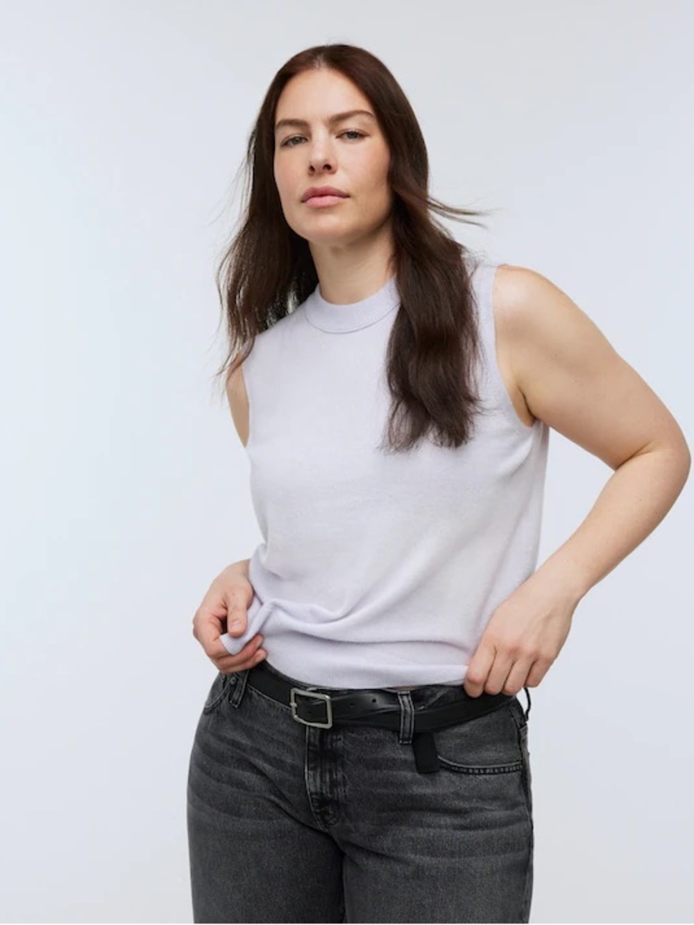 Madewell 100% Cashmere Crewneck Sweater Vest Heather Sky Gray Purple Size Small